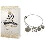 Infinity Collection 50th Birthday Bracelet and Card Gift Set for Women, 50th Birthday Expandable Charm Bracelet, Adjustable Bangle, Perfect 50th Birthday Gift Ideas