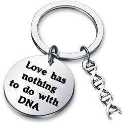 Zuo Bao Step Parent Jewelry for Step Children Love Has Nothing to Do with DNA Daughter/Mother in Law Keychain Birthday Keyring Gift for Stepmom,Stepdad,Stepson,Stepdaughter