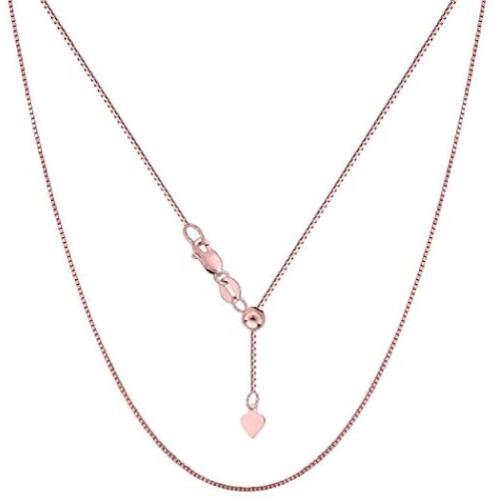 14k Rose Gold Adjustable Box Chain Necklace, 0.7mm, 22''