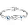 AOBOCO 925 Sterling Silver Infinity Endless Love Bracelet - I Love You Forever Series Adjustable 6-8 in Bracelet with Crystals from Austria Jewelry Gift for Women Girls