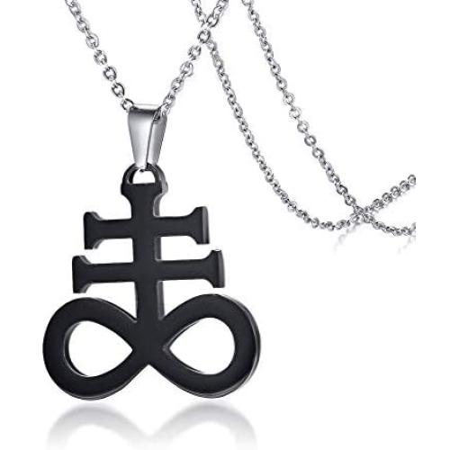 Leviathan Cross Pendant Brimstone Symbol Jewellery Stainless Steel Church of Satan Necklace