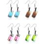 Women Unique Bubble Boba Tea Dangle Earrings Personality Milk Tea Drink Earring Colorful Glass Bottle Funny Earrings for Girl Jewelry Christmas Gifts 4pairs