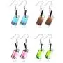 Women Unique Bubble Boba Tea Dangle Earrings Personality Milk Tea Drink Earring Colorful Glass Bottle Funny Earrings for Girl Jewelry Christmas Gifts 4pairs