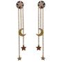 Exquisite Stars Moon Long Tassel Chain Drop Dangle Earrings 14K Gold Rhinestone Stars Rear Hanging Earring for Women Girls