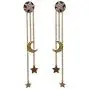 Exquisite Stars Moon Long Tassel Chain Drop Dangle Earrings 14K Gold Rhinestone Stars Rear Hanging Earring for Women Girls Exquisite Stars Moon Long Tassel Chain Drop Dangle Earrings 14K Gold Rhinestone Stars Rear Hanging Earring for Women Girls