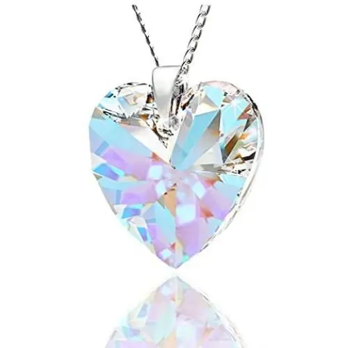Royal Crystals''Mothers Love Heart Pendant Necklace for Women'' Made with Swarovski Crystals Blue Aurora Borealis Sterling Silver 925 Pendant Necklace, 18'' Royal Crystals''Mothers Love Heart Pendant Necklace for Women'' Made with Swarovski Crystals Blue Aurora Borealis Sterling Silver 925 Pendant Necklace, 18''