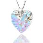 Royal Crystals''Mothers Love Heart Pendant Necklace for Women'' Made with Swarovski Crystals Blue Aurora Borealis Sterling Silver 925 Pendant Necklace, 18''