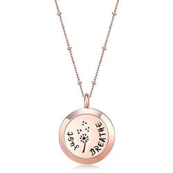 MESINYA Rose Gold Color Just Breathe Aromatherapy/Essential Oils Surgical S.Steel Diffuser Locket Pendant Necklace