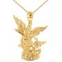 10k Yellow Gold Saint Michael The Archangel Charm Pendant Necklace