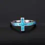 Mozume Created Black Opal Christian Sideways Cross Ring 925 Sterling Silver Mozume Created Black Opal Christian Sideways Cross Ring 925 Sterling Silver