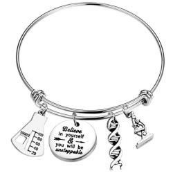 AKTAP Science Teacher Gift Believe in Yourself and You Will Be Unstoppable Biology Chemistry Bracelet Science Graduation Gift Chemist Jewelry