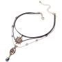 Multilayer Necklace,AILUOR Vintage Star Choker Chain Leather Pendant Layer for Women Jewelry