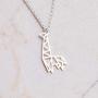 La Menagerie Giraffe Silver Origami Jewelry & Silver Geometric Necklace – 925 Sterling Plated Silver Necklace & Giraffe Necklaces for Women – Giraffe Necklace for Girls & Origami Necklace