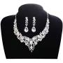 LOYALLOOK Crystal Bridal Jewelry Set for Women Rhinestone Necklace Earrings Bracelet Wedding Bridesmaid Gifts fit with Wedding Dress