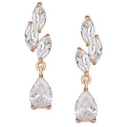 SWEETV Crystal Wedding Bridal Earrings for Women Brides, Wedding Bridesmaid Jewelry Gift, Cubic Zirconia Drop Earrings for Prom Pageant or Daily Wear