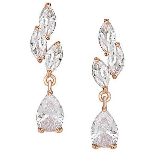 SWEETV Crystal Wedding Bridal Earrings for Women Brides, Wedding Bridesmaid Jewelry Gift, Cubic Zirconia Drop Earrings for Prom Pageant or Daily Wear