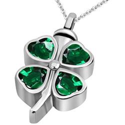JMQJewelry Lucky Clover Cremation Urn Necklace for Ashes Memorial Keepsake Pendant