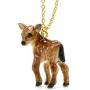 Camphollow Baby Deer Fawn Hand Painted Porcelain Necklace Ceramic Animal Necklace Pendant Fawn