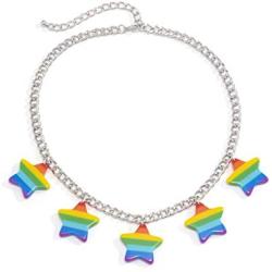 yfstyle LGBT Lesbian Pride Star Charm Necklace Gift for Women & Girl LGBTQ Rainbow Choker Necklace for Girlfriend Jewelry Gift for Valentine’s Day