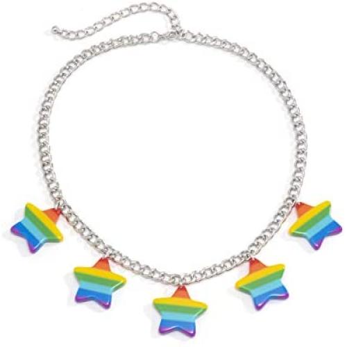 yfstyle LGBT Lesbian Pride Star Charm Necklace Gift for Women & Girl LGBTQ Rainbow Choker Necklace for Girlfriend Jewelry Gift for Valentine’s Day
