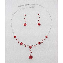 Faship Gorgeous Rhinestone Crystal Floral Necklace Earrings Set