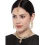 Aheli Wedding Wear Indian Kundan Maang Tikka Earrings Necklace Set Bollywood Ethnic Traditional Jewelry for Women