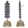Aheli Dangle Drop Jhumki Oxidized Earrings Encrusted with Faux Stone Ethnic Tribal Gypsy Bohemian Jewelry for Women
