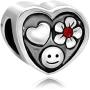 LovelyJewelry Cute Smile Flower Heart Charms Love Red Synthetic Crystal Beads for Bracelets