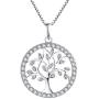 YL Tree Necklace 925 Sterling Silver Created Emerald/Sapphire/Garnet/Amethyst/Zirconia Pendant Round Halo Family Life of Jewelry