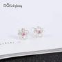 925 Sterling Silver Plated Color Flower Stud Earrings for Women Teen Girls