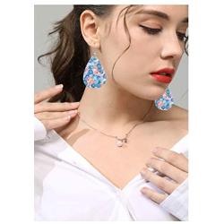 Womens Leather Earrings,Genuine Leather Drop Dangle Earrings Boho Big Statement Teardrop Earrings for Summer