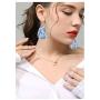 Womens Leather Earrings,Genuine Leather Drop Dangle Earrings Boho Big Statement Teardrop Earrings for Summer