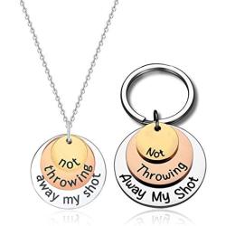 FRTTVM Not Throwing Away My Shot Tri-Layer Necklace and Keychain Set for Teen Girls Hamilton Gifts Broadway Musical Inspired Jewelry