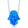 Gem Stone King Unisex 925 Sterling Silver 8MM Created Blue Opal Hand Of Hamsa Pendant with 18 Inch Silver Chain Gem Stone King Unisex 925 Sterling Silver 8MM Created Blue Opal Hand Of Hamsa Pendant with 18 Inch Silver Chain