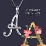 POPKIMI Sterling Silver 26 Letter Alphabet Necklace Jewelry for Women Gift