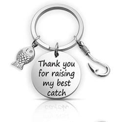 Father In law Gift Mother In law Jewelry Fishing Lure Jewelry Fisherman Gift Funny Keychain for Bride Father Grooms Father(Best Catch-KR)