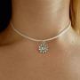 Jovono White Boho Necklace Sun Pendant Jewelry Chain for Women and Girls (Silver)