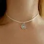 Jovono White Boho Necklace Sun Pendant Jewelry Chain for Women and Girls (Silver)