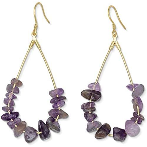 Purple Earrings Spring Amethyst Earrings | 14k Gold Dipped Purple Teardrop Earrings For Women | Hypoallergenic Gold Earrings Nickel Free Earrings For Women | Dainty Earrings For Your Complete Boho Look