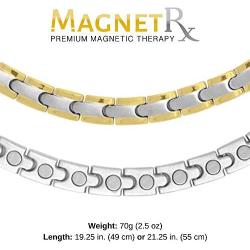 MagnetRX® Titanium Magnetic Therapy Necklace - Natural Pain Relief for Neck Arthritis, Back, Shoulder Pain, Headache and Migraine Relief Magnetic Necklace (Silver & Gold, 19.25 Inches)