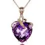 Elegant Heart Shaped Amethyst Pendant Necklace, AILUOR Luxury Fashion18K Rose Gold Love Heart Natural Purple Crystal Jewelry - Great Birthday Anniversary Mothers Day Wedding Gift