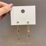 Exquisite Stars Moon Long Tassel Chain Drop Dangle Earrings 14K Gold Rhinestone Stars Rear Hanging Earring for Women Girls