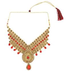Efulgenz Indian Bollywood Bridal Wedding Kundan Crystal Necklace Earring Maang Tikka Head Chain Nose Ring Bracelet Jewelry Set