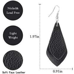 Faux leather earrings, Lightweight Layered Leather Earrings Dangling Drop Earrings for Women Girls