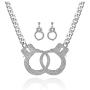 Qiji Womens Georgous Statement Rhinestone Handcuff Jewelry Set Punk Rock Crystal Handcuff Necklace Handcuff Stud Earrings Night Club Dangle Earrings Costume Party Jewelry