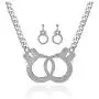 Qiji Womens Georgous Statement Rhinestone Handcuff Jewelry Set Punk Rock Crystal Handcuff Necklace Handcuff Stud Earrings Night Club Dangle Earrings Costume Party Jewelry