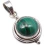 SilverStarJewel Sterling Silver Green Malachite Pendant 2.5 cm 2.8 Grams Wedding Jewelry