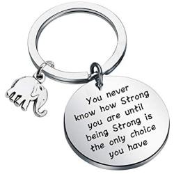 KUIYAI Elephant Keychains You Never Know How Strong You are Inspirational Gift for Graduate Elephant Lovers