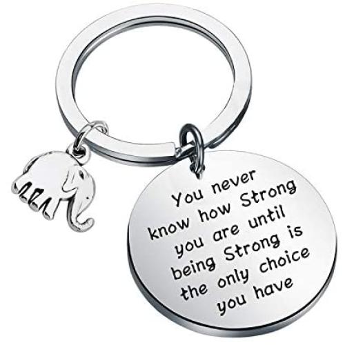 KUIYAI Elephant Keychains You Never Know How Strong You are Inspirational Gift for Graduate Elephant Lovers