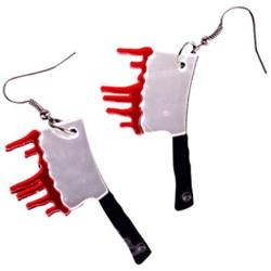 CutieJewelry Axe Halloween Knife Butcher Jewelry Bloody Blood Dangle Earrings